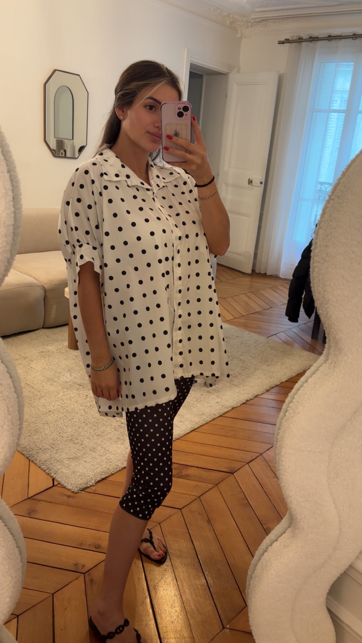 Chemise ample à pois